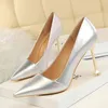 1716-5 Sandaler Fashion Simple Profional ol High Heels Women's Shoes Thin Patent Leather Sexig singel