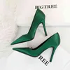 3391-6 Sandals Style Fashion Simple Ultra-high Heel Thin Shallow Mouth Pointed Sexy Nightclub Slim Satin Women's Single Shoes