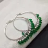 Hoop örhängen färgglad kristall 925 sterling silver rund örhänge k varumärkesdesign stora cirkel smycken set kvinnor bröllop xmas gåva