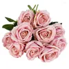 Decorative Flowers 8Pcs Romantic Rose Artificial Flower DIY Red White Silk Fake For Party Home Wedding Decoration Valentine's Day