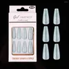 Valse nagels 24 pc's pure kleur glitter tips pailletten acryl draagbare neppers op nagelverpakkingsdoos mooi kunstmatig