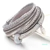 2022 new fashion Charm Bracelets Braided Silver Color Leather Wrap Bracelet Boho Multilayer Strands Double Wrapped Cuff For Women top quality