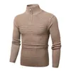 Men s Sweaters Basic Knitted Pullovers Sweater Men Casual Cotton Mock Neck Warm Mens Fashion Solid Color Quality Stripe Male 220916