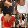 Damestanks sexy vrouwen korte mouw v-neck crop top elegant gewoon basic femme tank feest bodycon rekvest tee blouse shirt