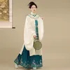 Original Hanfu Ethnische Kleidung Frauen Altes China Ming-Dynastie Stehkragen Wolke Schultermantel Rock Anzug Chinesischer Trend Kostüm Frühling Herbst