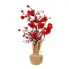 Fleurs décoratives Attrayant Charmant Bureau Faux Tulipe Avec Lampe Cadeau Fête Des Mères Plante Artificielle Longue Durée Écologique Pour