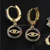 Hoop Huggie Pipitree Zircon Jewelry Round Charm Evil Eye Earrings Mticolor Cz Stones Hoop Loops For Women Lady Fashion Brincos Hie Dhrfy