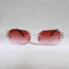 Nouveau aléatoire C fil lunettes de soleil hommes lunettes femmes pour l'été diamant coupe verre clair métaux cadre Gafas6UK4