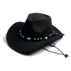 Berets Men Women Wired Fedora Hat Western Cowboy Cowgirl Cap Jazz Sun Toca Sombrero с Fahion Diy Leather Band 10