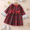 Familjsmatchande kläder Citgeett Autumn Christmas Spädbarn Baby Girls Plaid Dot Print Lång ärm Ruffle Pullover/Dress Bowknot Shorts Hat Xmas