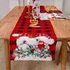 Tablier de jupe de sapin de Noël à carreaux rouge et noir nappe de chaussettes de Noël ensemble de décorations pour la maison