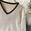 Kvinnors träningsdräkter minimalistiska solid stickad tvådelar Tracksuit sets modedesign Casual V-Neck Loose Sweater Shorts High Street Suit