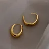 Hoop Earrings Korean Selling Fashion Jewelry Simple Metal Copper Mirror Gold Elegant Urban Women's Daily Work Accessories