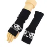 Gants Punk d'Halloween unisexe crâne squelette gants demi-doigt brillent dans le noir mitaines d'hiver tricotées extensibles sans doigts CPA4365 ss1230