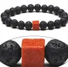 Natuurlijke lava steen handgemaakte kralen strengen bedel armbanden yoga elastische armband sieraden voor vrouwelijke mannen