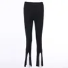 Calças femininas Capris Mulheres elegantes calças sexy cintura alta preta dividida Slim Office Office Ladies Casual Fashion Flee Slit Pant Black 220916