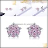 Ohrstecker Blumen Strass Ohrstecker Sakura Zirkon Kupfer Ohrstecker Mode Temperament Frauen Schmuck Zubehör Neue 4 3GMA N2 Drop Dhqzg