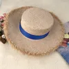 Bérets 202212-fcm-417 Été fait à la main raphia herbe ruban mer plage Protection solaire Fedoras casquette femmes loisirs vacances Panama Jazz chapeau