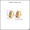 Klipp på skruva tillbaka 100% S925 Sterling Sier Woman Earring Shiny Rainbow Crystal Hies Hoop örhängen för älskare Girls Pendientes Korean DHNPC