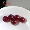 Perles de grande taille Saphir étoilé artificiel transparent Couleur rouge rubis Forme de sphère / Forme de boule Corindon avec trou