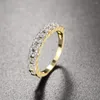 Anelli a grappolo Anello a catena in oro con pietra di zircone Bling per gioielli di moda da donna Fidanzamento nuziale 2022 Trend