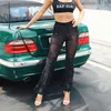 Pantalons pour femmes Capris Glitter Black Mesh Sexy Flare Pantalon Streetwear Rave Bottoms Voir à travers la plage Bell Bottom Pants Été 220916