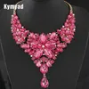 Kymyad Collier Femme Retro Statement Choker Necklace Gold Color Color Crystal Flower Necklaces Pendants Maxi Necklace Women Collares253Z