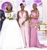 2022 Długa syrena sukienki druhna zakurzona róża jedno ramię afrykańskie kobiety sukienka z łuk