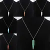 Natural Stone Bullet Pendants Necklaces Healing Crystal Quartz Agates Opalite Point Reiki Chakra Men Women Jewelry BN346