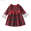 Familjsmatchande kläder Citgeett Autumn Christmas Spädbarn Baby Girls Plaid Dot Print Lång ärm Ruffle Pullover/Dress Bowknot Shorts Hat Xmas