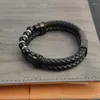 Pulseras con abalorios 2022 para hombre, pulsera de cuero trenzado de piedra Natural con cuentas Punk para acero inoxidable, cierre magnético, brazaletes de moda, joyería