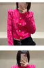 Kvinnors tröjor Fashion Designer Sweaters Geometric Sweet Elegant Cardigan Long Sleeve Single Breasted Contrast Color Knapp Soft Sticke Jacket