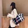 Grande capacité sac femme 2021 nouvelle mode plaid PU Oxford sac fourre-tout style occidental une épaule sac à main