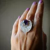 Bague de luxe en cristal violet, bijoux indiens pour femmes, rétro, couleur argent, bagues sculptées, bijoux de Banquet et de mariage, cadeaux féminins