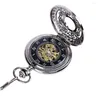 Pocket Watches Retro Vintage Unisex Hollow Flower Round Dial Hand Winding Chain Mechanical Watch Clock Men Women With Accessory