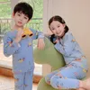 Pijama para crianças Autumn Winter Baby Girls Roupas Pijama Conjunto Teenager Boys Casual Sleepwear Kids Thermal Rouphe 2 a 14 y 220915