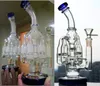 swirly tubo dritto blu Narghilè vetro spesso Bong narghilè Tubo percolatore a nido d'ape Recycler rig Perc 14mm bruciatore a nafta