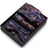 Bow Ties 35 Styles varumärke presentförpackning Högkvalitativ klassisk tie Bowtie Hanky ​​manschettknappar Set för män Silk Butterfly Nathise Gravate