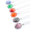 Natural Gem Stone Egg-Shape Necklaces Pendants Tiger Eye Lapis Lazuli Clear Crystal Opal Reiki Healing Jewellery Gift BN329