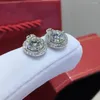 Orecchini pendenti Argento 925 Originale Totale 2 Carati Diamante Test Passato Rotondo Taglio Brillante D Colore Moissanite Goccia Gemma Donna