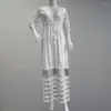 Casual Dresses 2022 Ladies Boho Maxi Dress Embroidery White Lace Tunic Beach Vacation For Women