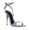 Mais novo TOMFORDS Metal Cadeado Key Lock Sandálias Sapatos de couro feminino Gladiator Sandalias Designer de luxo sapatos de salto alto caixa original