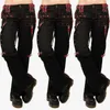 Женские брюки Capris Ladies Cargo High талия черная уличная одежда винтаж панк -гот женщины летние повседневные длинные брюки Joggers D30 220916