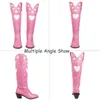 부츠 새로운 브랜드 패션 다채로운 사랑의 마음 여성을위한 다채로운 승마 서양 부츠 카우걸 카우보이 Chunky Heel 여성 Mid Calf Boots T220915