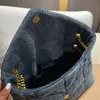 2021 Puffer Denim Flap Bag Luxury Designer Women Totes Handbag Purse Frosted Cowboy Shoulder Bags Crossbody Clutch Gold Chain Wallet Metal letter pattern