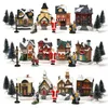 زخارف عيد الميلاد فيلات عيد الميلاد مع أضواء 10 PC Snow House Santa Claus Resins Houses Gip's Histrich Village Holiday Olments 220916