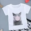 Skjortor mode casual baby bubbla blåser tecknad tryck flickor pojkar barn t shirt söt kawaii sommarkläder kort ärm