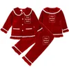 Pyjamas Benutzerdefinierte Kinder Kinder Familie Weihnachten Goldener Samt Pyjama Rot Junge Mädchen Kleid Match Kleidung Personalisiertes Weihnachtsgeschenk Kostüm 220915