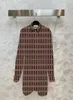 Kvinnor Casual Silk Long Dresses With Classical Full Letter Print L￥ng￤rmning TurnDown Shirt Single Breasted A-Line kjolkl￤nning