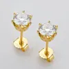 Stud Earrings 18K Yellow Gold Plated 0.5 Carat Brilliant Cut Diamond Test Past D Color Moissanite Silver 925 Original